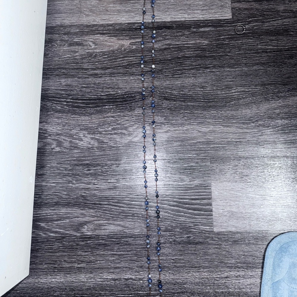 Long Blue/ Brow Beaded Necklace